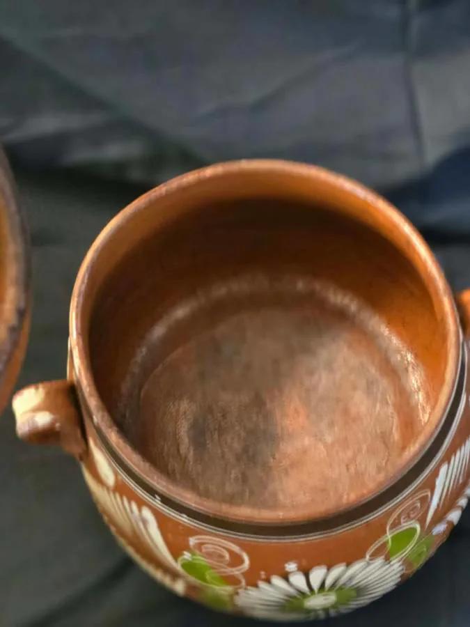 Antique 1930’s Tlaquepaque Primitive Bean Pot Red Clay Ollas de Barro