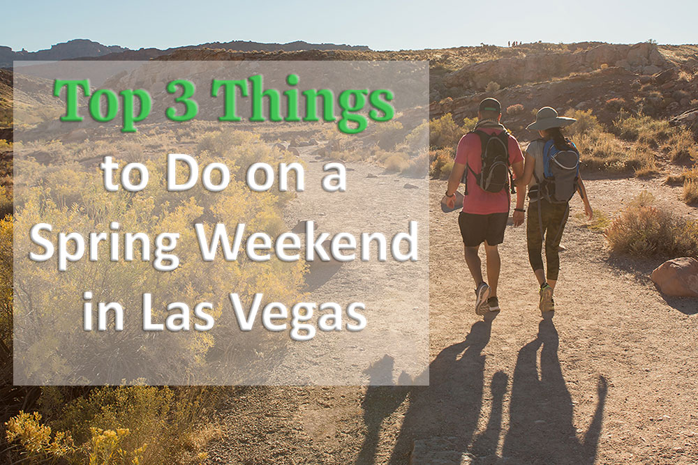 couple happy walking, hiking in las vegas in the spring season